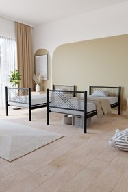 Resim FANO Mix Premium Metal Ranza 90x190 Yatak Uyumlu Siyah Ayrılabilir Ranza Karyola 