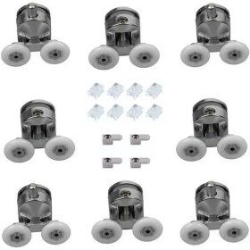 Resim Cam Duş Kabin Tekerlek 8 Adet Krom Rulman Set Duşakabin Teker Takımı Süper Tekerlek Sistemli Ayak 