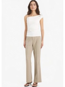 Resim Defacto Flare Fit Fermuarlı Yüksek Bel Uzun Boy Twill Pantolon F7182ax25smkh422 Haki 