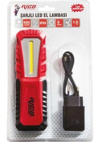 Resim 013-rc0038 Şarjlı Led El Lambası 420 Lümen Kırmızı 