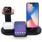 Resim Cep Telefonu Kulaklık Saat Kablosuz Şarjlı Cep Telefonu Tutucu İle Uyumlu İwatch 4'ü 1 Arada Kablosuz Şarj 