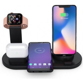 Resim Cep Telefonu Kulaklık Saat Kablosuz Şarjlı Cep Telefonu Tutucu İle Uyumlu İwatch 4'ü 1 Arada Kablosuz Şarj 