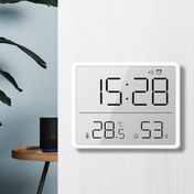 Resim LCD Dijital Alarm Saati Büyük Ekran Çok Fonksiyonlu Manyetik Tasarım Termometre Nem Monitörü 
