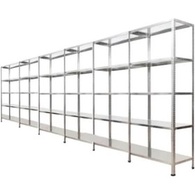 Resim Çelikrafburada 5 Katlı 6 Lı Bitişik Çelik Galvaniz Arşiv Rafı Depo Rafı Kiler Rafı 59x93x250 Dx51 Kalite Gümüş 