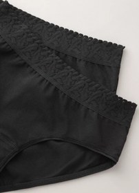 Resim Lisa Crown 3'lü Siyah Pamuk /Elastan Kız Çocuk Üstten Dantelli Slip Külot Set LCPOLINA 