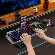 Resim 2 parça ROG Kablolu Oyun Klavyesi ve Fare Seti USB/Gökkuşağı Arka Aydınlatmalı Mekanik Hissi Klavye ve Ayarlanabilir DPI Fare PC Laptop, PS4, PS5, Xbox için 