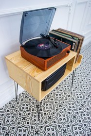 Resim Zecir Ahşap Pikap Sehpası, Modern Plak çalar Standı 