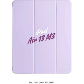 Resim İpad Air 13 2025 M3 Çip Uyumlu Standlı Katlanabilir Fuchsia Smart Cover Tablet Kılıfı Kapaklı Kılıf 