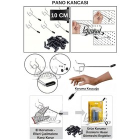 Resim Delikli Pano Kancası Koruma Kauçuklu 10 Cm Ekstra Güçlü Raf Askısı 2.5 Cm Dip 55 Adet Krom 