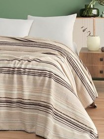 Resim Pamuklu 4 Mevsim Çift Kişilik Battaniye, 180x220 cm,%70 Pamuk%30 Polyester (kahve) 