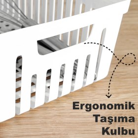 Resim 2'li Modüler Kaşıklık Seti - Mutfak Düzenleyici Çekmece Içi Organizer Bıçaklık Kepçelik Beyaz 