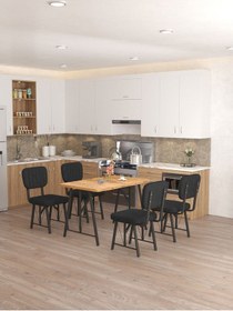 Resim Hayat 70x110cm Sabit Atlantik Mutfak Masası, Mutfak Masası Takımı, Yemek Masası, 4 Siyah Sandalye Siyah 