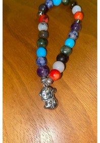 Resim Çin Takvimi Burçları Çharm 7 Çakra Doğal Taş Bileklik Hand Made El İşi Feng Shui Ejderha Yılı Koruyucu Hayvan Monkey Maymun Objeli Çok Renkli 