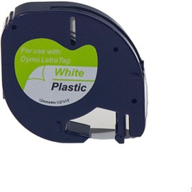 Resim Genel Markalar DYMO LetraTag 59422 PLASTÝK BEYAZ ETÝKETE SÝYAH (S0721660) (12mm x 4M) Etiket 