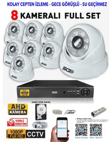 Resim Ids - 8 Kameralı 1080P Fullhd 5Mp Sony Lensli Kamera Seti - 2028 