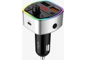 Resim Linktech Fm Transmitter - Premium 38W Üç Girişli 5.0 Bluetooth Fm Transmitter - Çakmaklıktan Müzik Dinleme 