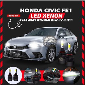 Resim Honda Civic Fe1 2022-2024 Kısa Far Uyumlu Şimşek Etkili Led Xenon Light Seriess H11 