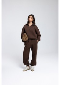 Resim Mai Studios Co. Ravel Fermuarlı Detay Kahve Eşofman Takım Kahve 