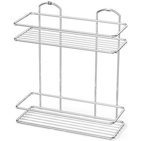 Resim Banyo Köşe Rafı 2 Katlı Şampuanlık Paslanmaz Gümüş 