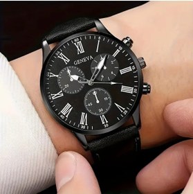 Resim Feron accessories Erkek Kuvars Saati, Siyah Klasik Stili Retro Örgülü Bileklik St0006 