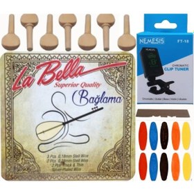 Resim La Bella 0.18 Kısa Sap Bağlama Teli 5'Li Ekonomik Set 