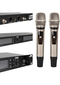 Resim Magıcvoıce Mv-21633 2 El Tipi Mikrofonlu 100+100 Kanal Antenli Uhf-pll Kablosuz Telsiz Mikrofon 