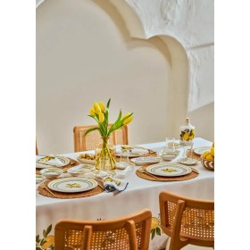 Resim Bella Maison Lemoncello Porselen 26 Parça 6 Kişilik Desenli Kahvaltı Takımı Renkli Yuvarlak Tabaklar 