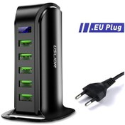 Resim Port Çoklu Usb Şarj Hub Led Ekran Usb Şarj İstasyonu Dock Evrensel Cep Telefonu Masaüstü Duvar Ev Şarj Aletleri Ab İngiltere Tak 