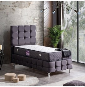 Resim Setaymobilya Baza, Duke Lux Antrasit Tek Kişilik Baza+Başlık + Deluxe Yatak 