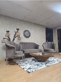 Resim Zafir İstiridye Takım Krom Kaplama Telli Ayak Çay Seti Koltuk Takımı Kahverengi 