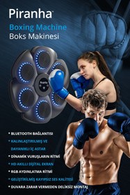 Resim Piranha T‑227 Refleks Geliştirici Boks Eğitim Makinesi | Bluetooth | RGB Işıklı | Müzikli | Eldiven Hediye 