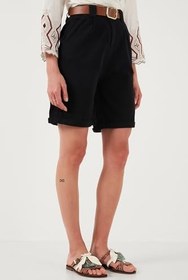 Resim Lela Pamuklu Relaxed Fit Yüksel Bel Kemerli Gabardin Short Bayan ŞORT 668YP4710 