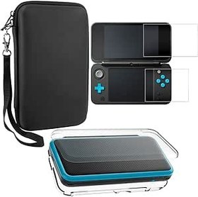 Resim AFUNTA Koruyucu Kılıflar Nintendo Yeni 2DS XL için Ekran Koruyuculu, 1 Kristal Şeffaf Kılıf ve 2DSXL Konsol için 1 Eva Taşıma Çantası, 2 Adet Çizilmez Cam Film Ekran için 