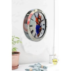 Resim Bahat Krom Çerçeveli Salon Ofis Duvar Saati 36 cm 