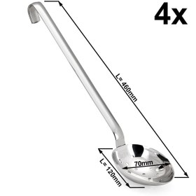 Resim Servis Kepçesi - Uzunluk:460mm - Delikli - Paslanmaz Çelik - (4 Adet) 