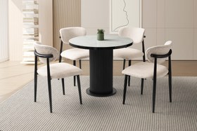 Resim Levent Mobilya PTT Ayak Yemek Masası, Polo Sandalye Takımı – Marmo, 100x100 