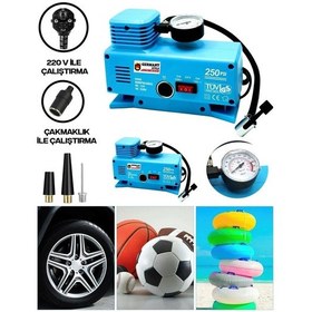 Resim 220 Volt-12 Volt 250 Psi Geniş Uygulama Yelpazesi Kompresör Lastik Hava Şişirme Oto Pompası 