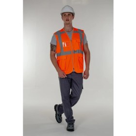 Resim Mert Giyim Turuncu Fosforlu Mühendis İkaz Yelek Reflektörlü 