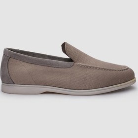 Resim Cabani Triko Bej Hakiki Deri Detaylı Erkek Loafer-bej Bej 