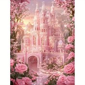 Resim Gül Pembe Kale, 5D Elmas Boyama Kiti, DIY El Sanatları ve Sanatı, Akrilik Yuvarlak Delik Nakış Tekniği, Ev Dekorasyonu ve Tatil Hediyeleri için Uygun, Çerçevesiz 