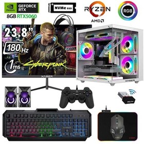 Resim Xaser Eco-X290 Ryzen 5 5600 16 GB 512 GB M.2 Nvme SSD 8 GB RTX5060 23.8" Free Dos Masaüstü Oyuncu Bilgisayarı 