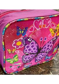Resim Relaxion Pembe Kelebek Çiçekli Simli Kız Beslenme Çantası 20x25x10cm 
