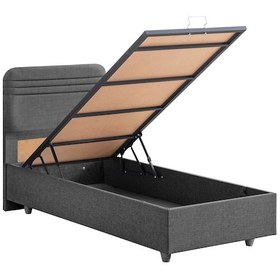 Resim Mila İkili Set, Mila Tek Kişilik Baza Başlık Seti - Antrasit 90x200 