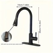 Resim Xuweiwei Black Çekilebilir Musluk Modern Paslanmaz Çelik Sıcak Soğuk Su Karıştırıcı Bıçaklı 