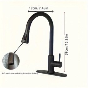 Resim Xuweiwei Black Çekilebilir Musluk Modern Paslanmaz Çelik Sıcak Soğuk Su Karıştırıcı Bıçaklı 