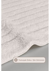 Resim Elart Luin Banyo Halısı Paspas Takımı Pamuklu 2 Adet 60x100 Cm Krem Krem 