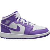 Resim Nike Air Jordan 1 Mid Purple Venom (GS) Kadın Spor Ayakkabı 