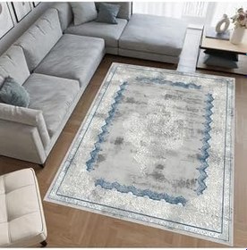 Resim Rovigo Dijital Baskı Yıkanabilir Kaymaz Taban Salon Halısı Ve Yolluk Lna0700, Gri, 120 x 160 
