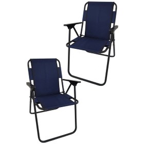 Resim Bofigo 60X80 Granit Desenli Katlanır Masa + 2 Adet Katlanır Sandalye Kamp Seti Bahçe Takımı Lacivert 