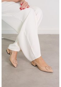 Resim Kr7059 Model Yeni Sezon 3 CM Topuklu Tokalı Topuklu Ayakakbı Nut Ten Rengi 